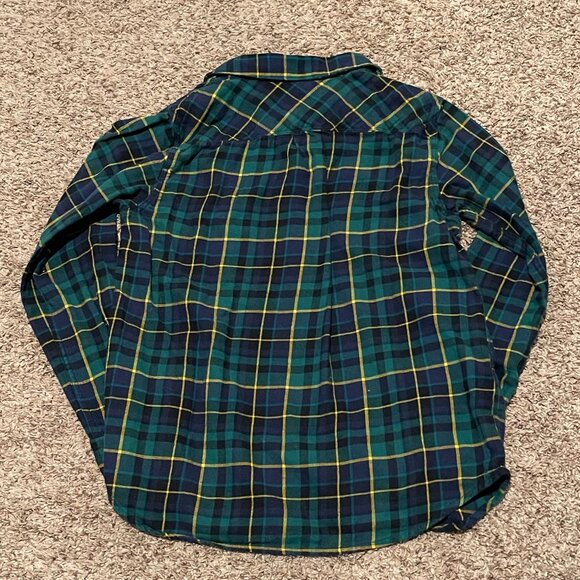 Eddie Bauer Plaid Flannel Button Down Shirt Green Blue Size S - Picture 9 of 9